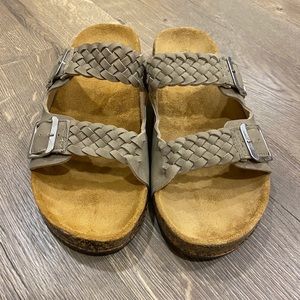 Qupid taupe braided birkenstock like sandals